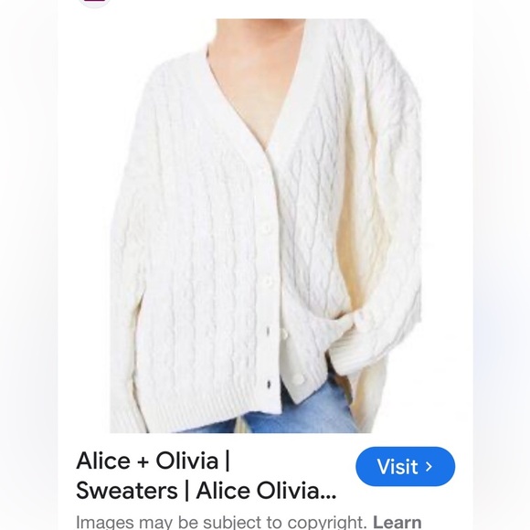 Alice + Olivia Sweaters - Alice + Olivia Cream Cable Knit Cardigan